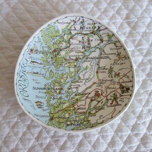 Vtg STAVANGERFLINT Norway Map of Norway Wall Plate